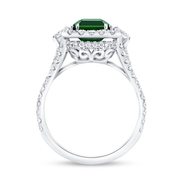 Halo Radiant Green Tourmaline Engagement Ring - Image 3