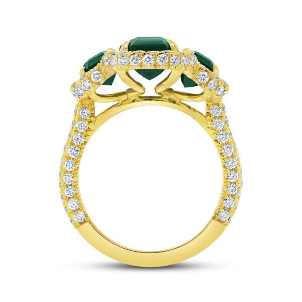 3-Sided Emerald Cut Green Tourmaline Engagement Ring - Image 3