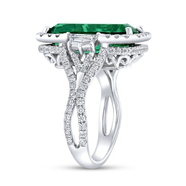 Halo Elongated Cushion Cut Green Tourmaline Fashion Ring - Image 2