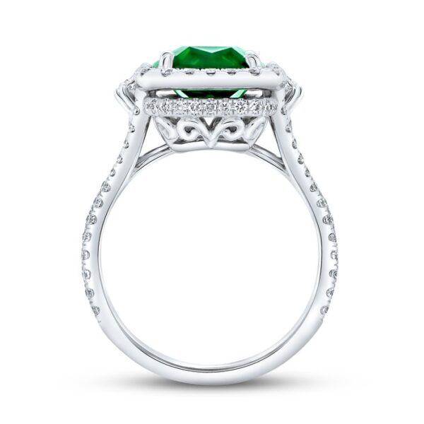 Halo Elongated Cushion Cut Green Tourmaline Fashion Ring - Image 3