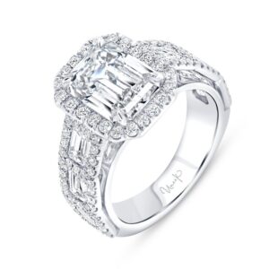 Halo Emerald Cut Diamond Engagement Ring