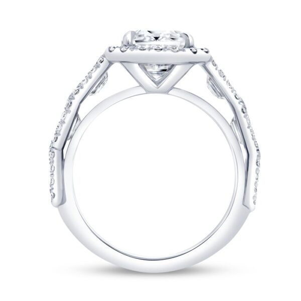 Halo Emerald Cut Diamond Engagement Ring - Image 2