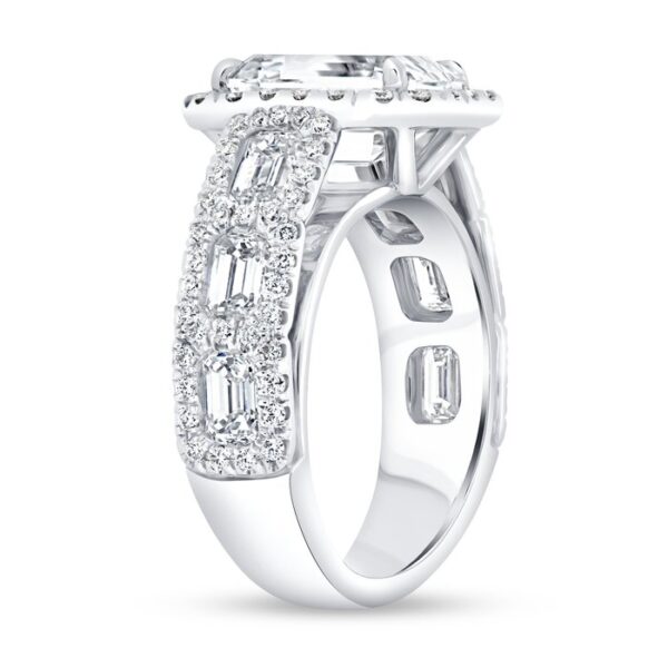 Halo Emerald Cut Diamond Engagement Ring - Image 3