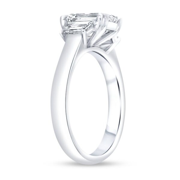 Three-Stone Emerald Cut Diamond Engagement Ring - Image 2