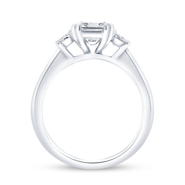 Three-Stone Emerald Cut Diamond Engagement Ring - Image 3