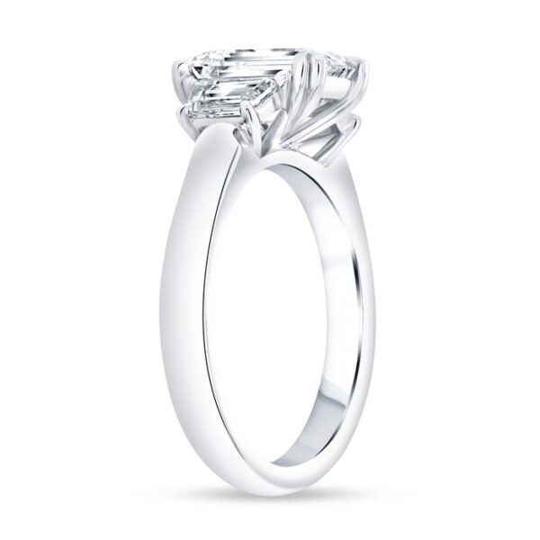Three-Stone Emerald Cut Diamond Engagement Ring - Image 2