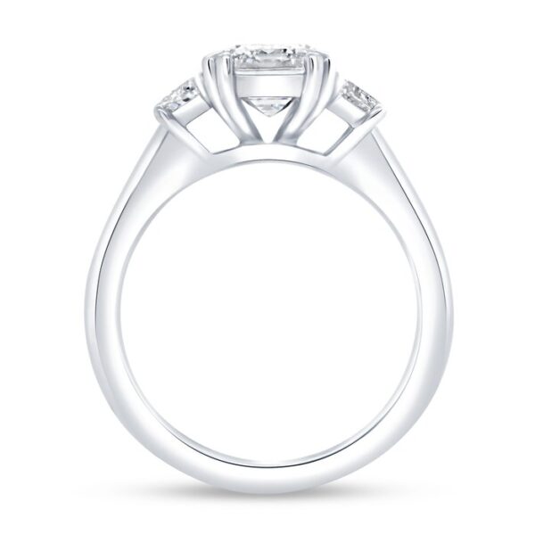 Three-Stone Emerald Cut Diamond Engagement Ring - Image 3