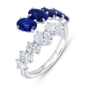 Bypass Oval Shaped Blue Sapphire Fashion Ring