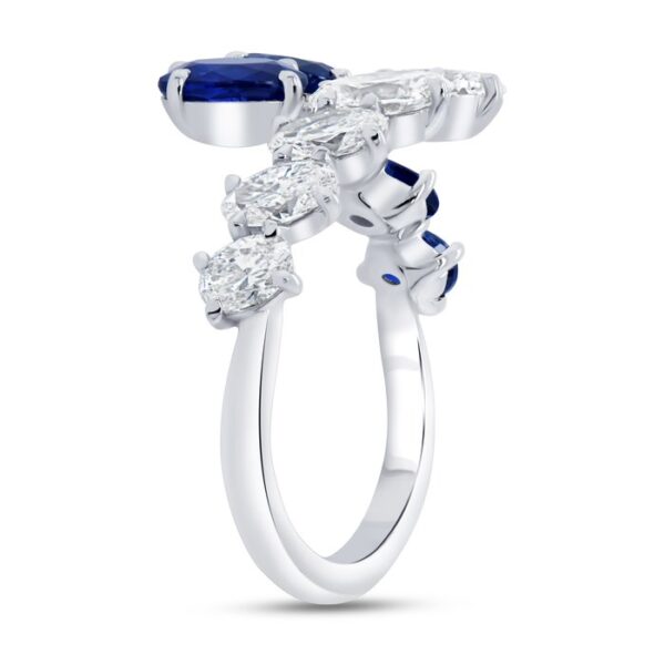 Bypass Oval Shaped Blue Sapphire Fashion Ring - Image 2