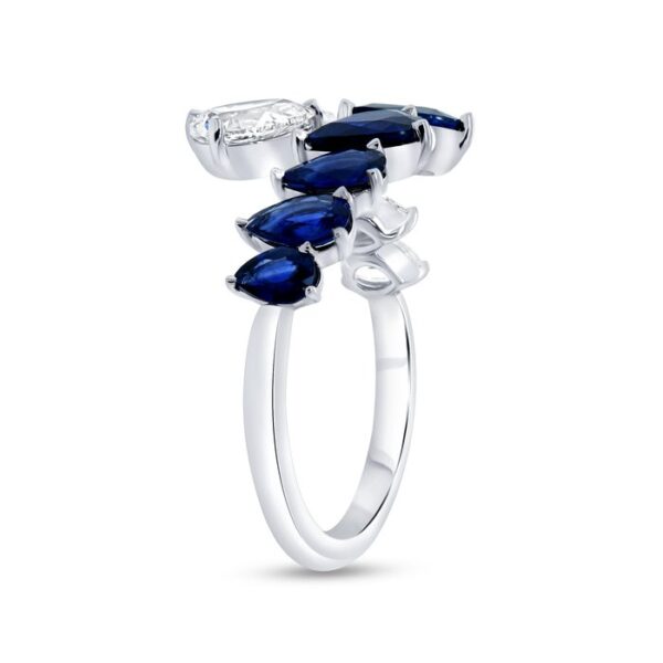 Bypass Pear Shaped Blue Sapphire Fashion Ring - Image 2