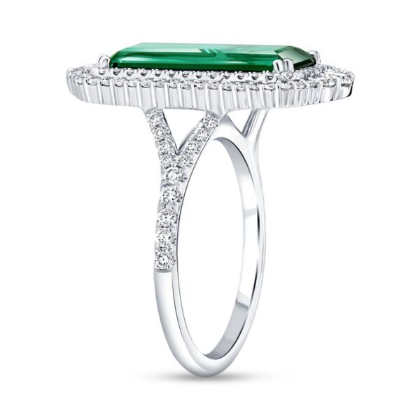 Double-Halo Elongated Cushion Cut Green Tourmaline Fashion Ring - Image 2