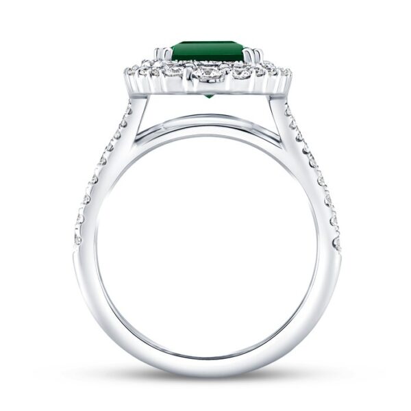Double-Halo Elongated Cushion Cut Green Tourmaline Fashion Ring - Image 3