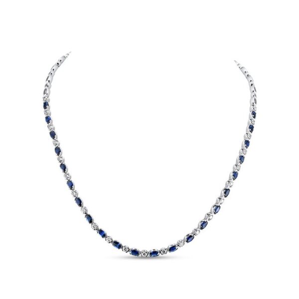 Strand Oval Shaped Blue Sapphire Tennis Necklace