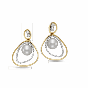 Contemporary Gold - Diamond Hoops mixed with Classic Pearl Earrings