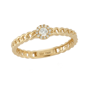 14k yellow gold petite diamond cluster ring with beaded texture shoulders