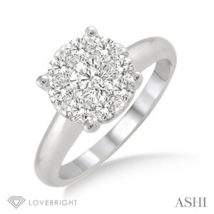 White Gold Love Bright Diamond Cluster Engagement Ring