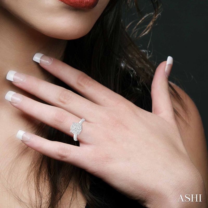 White Gold Love Bright Diamond Cluster Engagement Ring