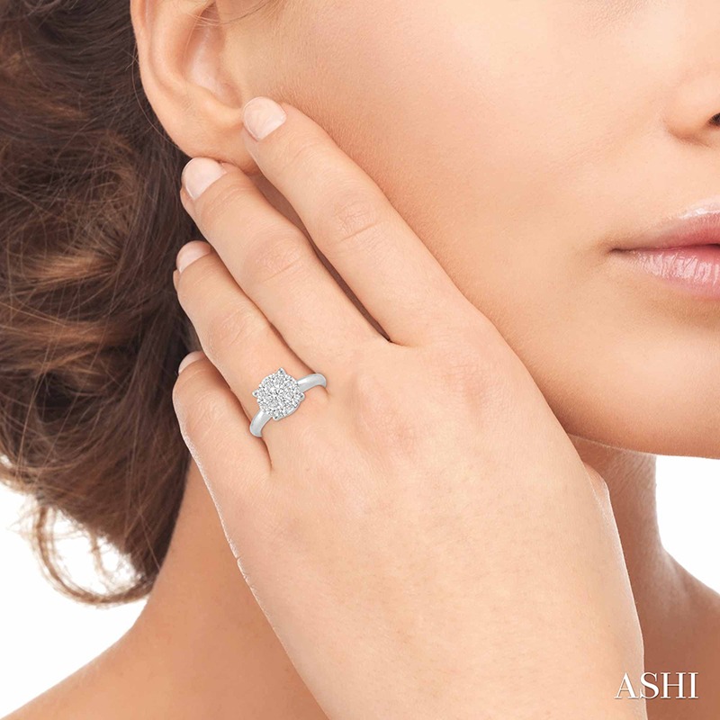 White Gold Love Bright Diamond Cluster Engagement Ring - Image 2