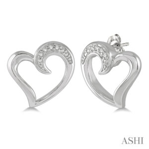 Sterling Silver & Diamond Heart Earrings