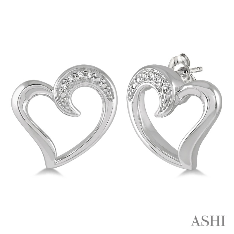 Sterling Silver & Diamond Heart Earrings