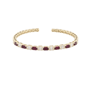 Ruby & Diamond Station Bangle Bracelet
