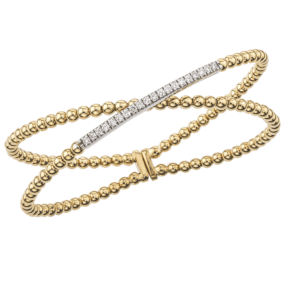 Two-Tone Gold & Diamond Criss Cross Cuff Bracelet