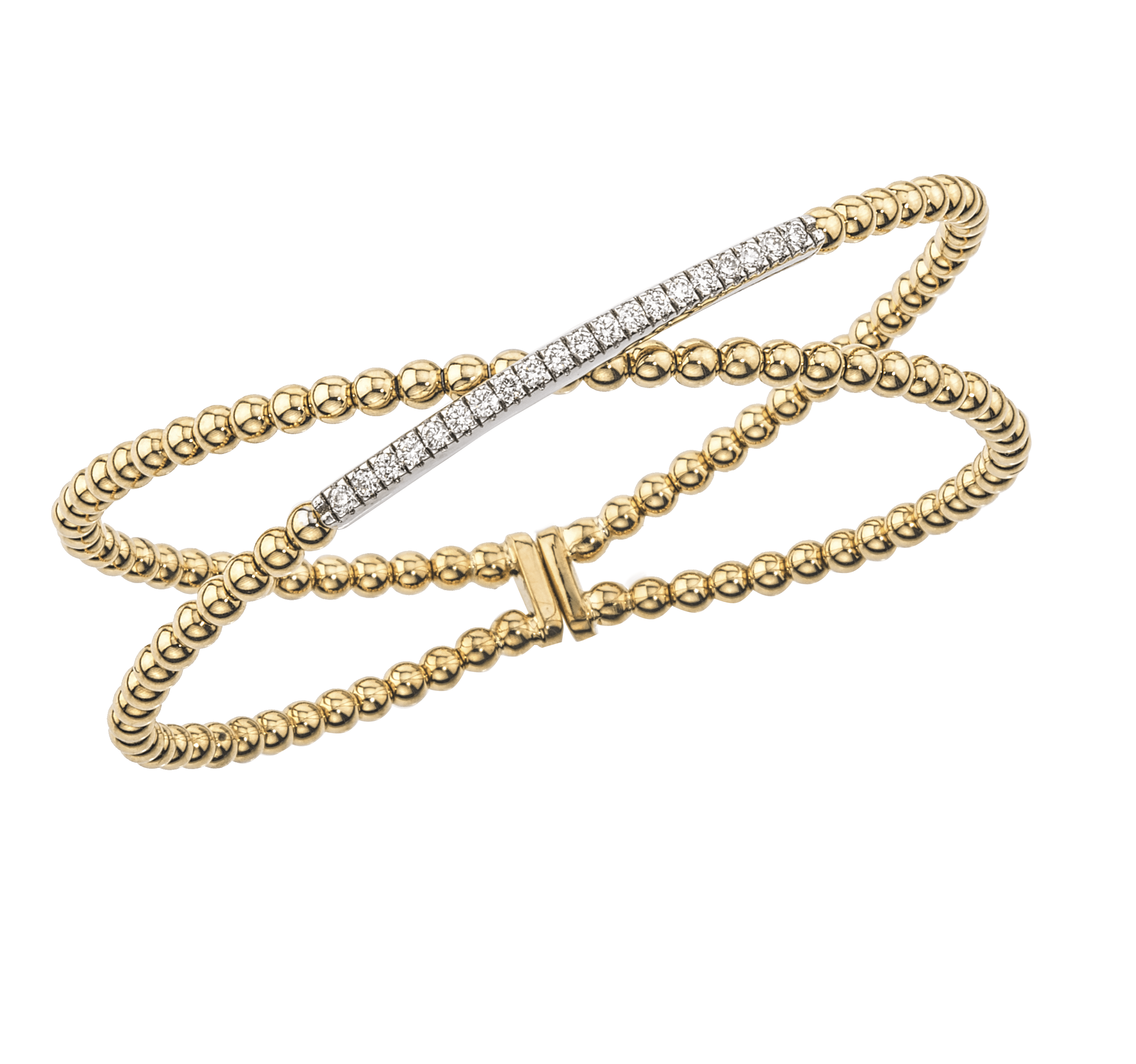 Two-Tone Gold & Diamond Criss Cross Cuff Bracelet