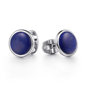 round silver & lapis cuff links