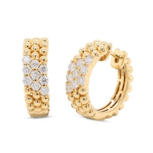 Beaded Gold & Diamond Huggy Earrings