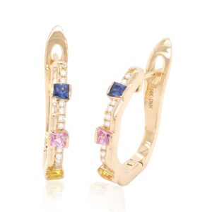 Gemstone & Diamond Hoop Earrings
