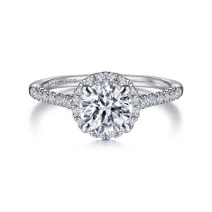 white gold & diamond halo engagement ring