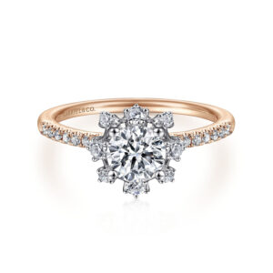 rose gold starlight halo engagement ring