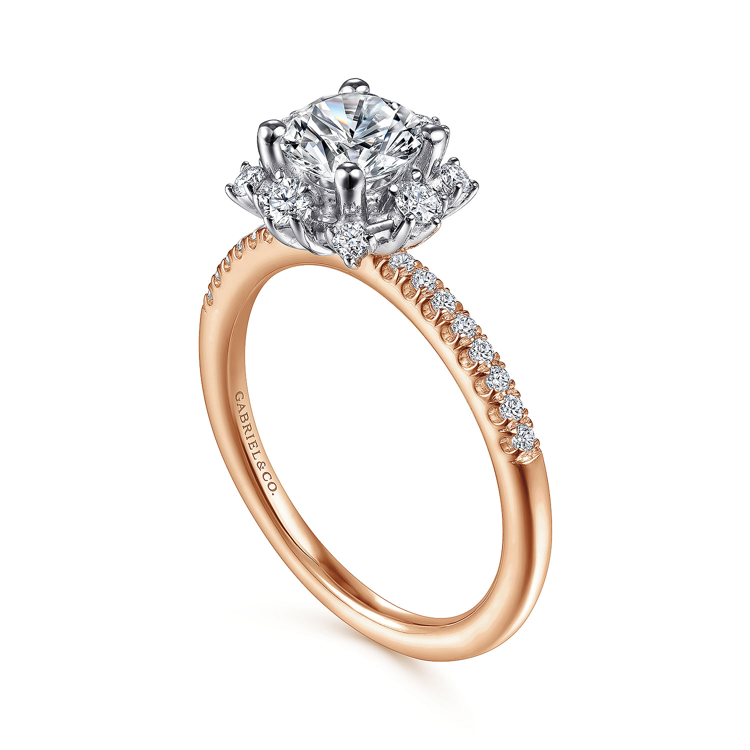 Rose Gold Starlight Halo Engagement Ring - Image 3