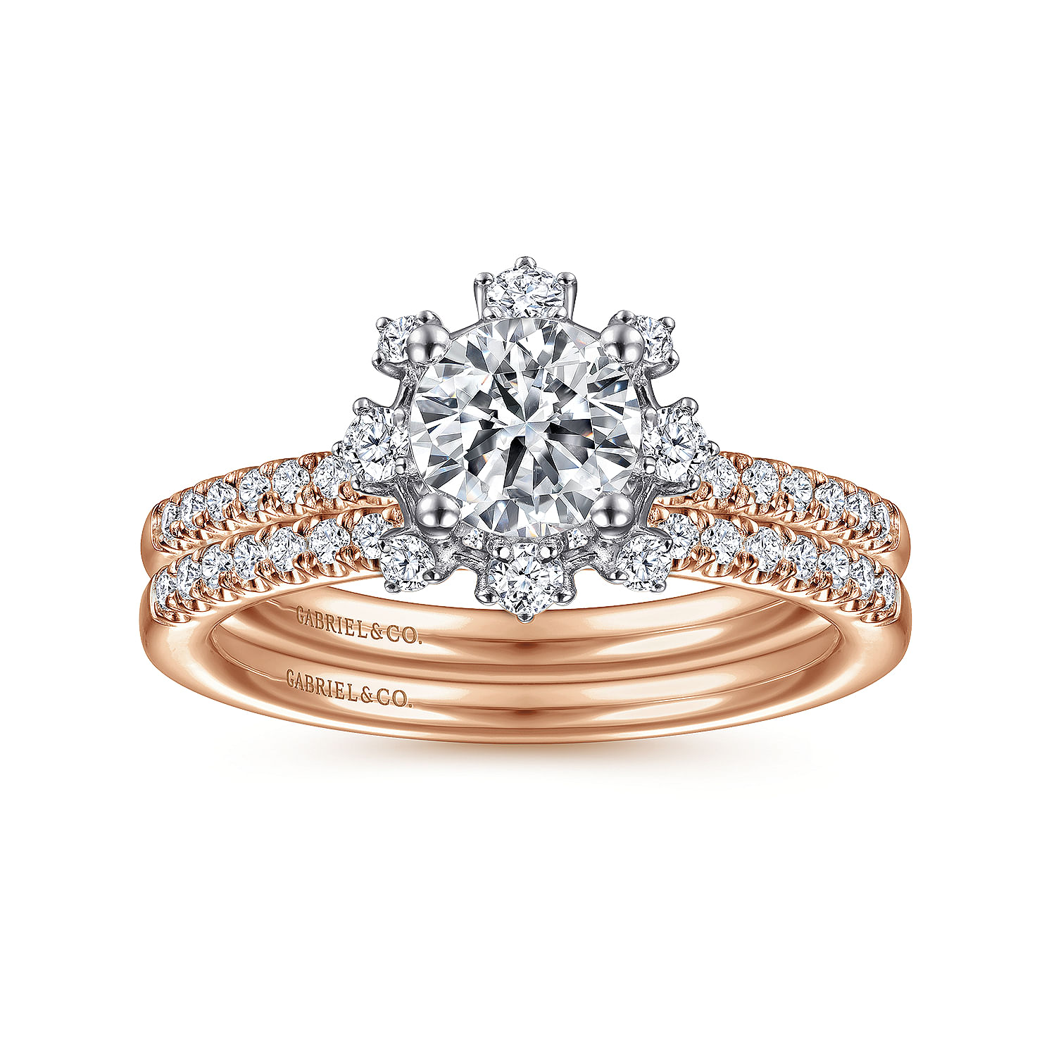 Rose Gold Starlight Halo Engagement Ring - Image 4