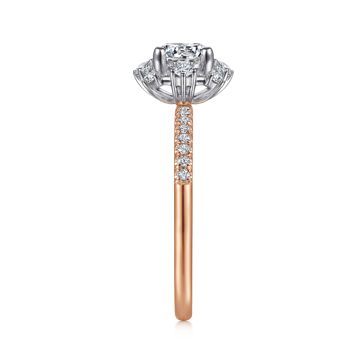 Rose Gold Starlight Halo Engagement Ring - Image 5