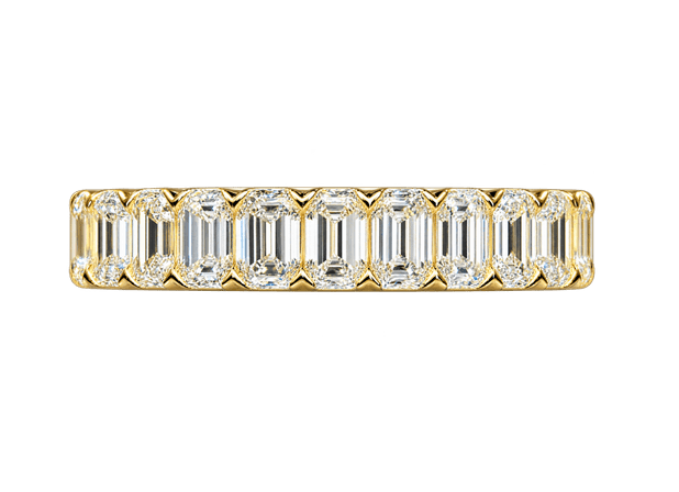 Gold Eternity Band with Emerald Cut Diamonds