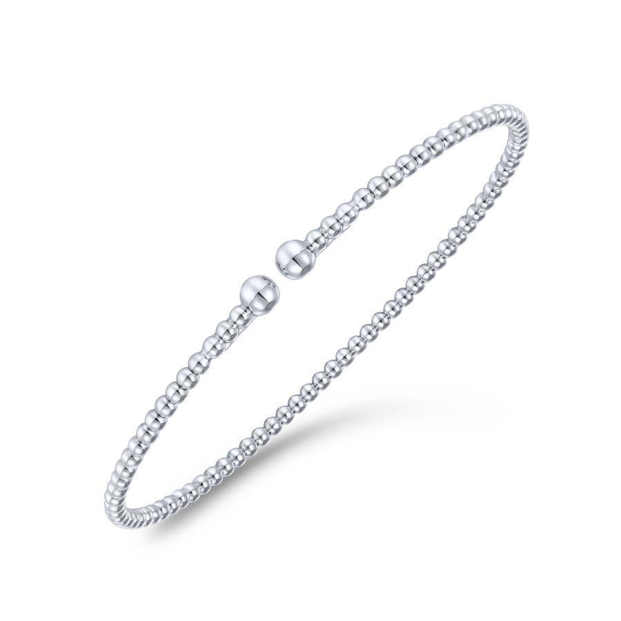 White Gold Bujukan Beaded Bangle Bracelet - Image 2