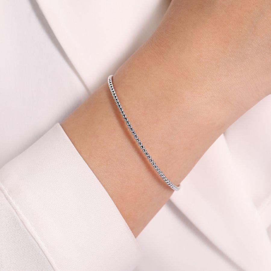 White Gold Bujukan Beaded Bangle Bracelet