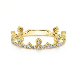 Gold & Diamond Crown Stackable Band