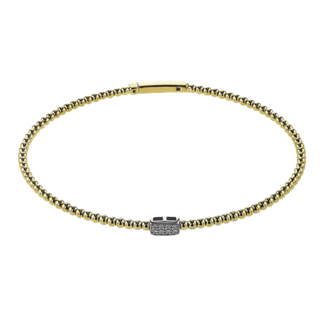 Gold Beaded & Diamond Bangle