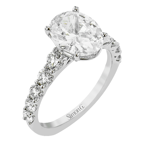 White Gold & Diamond Oval Engagement Ring