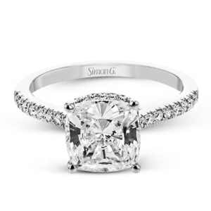 White Gold & Diamond Cushion Cut Engagement Ring