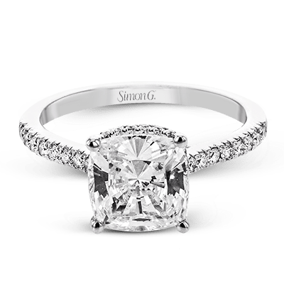 White Gold & Diamond Cushion Cut Engagement Ring
