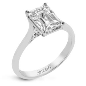 White Gold Emerald Cut Engagement Ring
