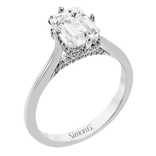 White Gold Emerald Cut Engagement Ring