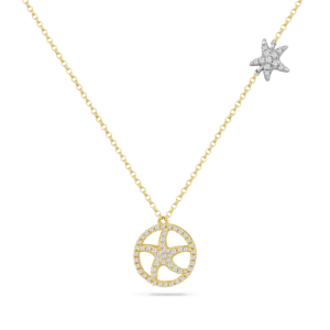 Mother of Pearl & Diamond Starfish Station Necklace