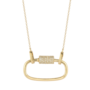 Gold Link Pendant Necklace with Diamond Accents