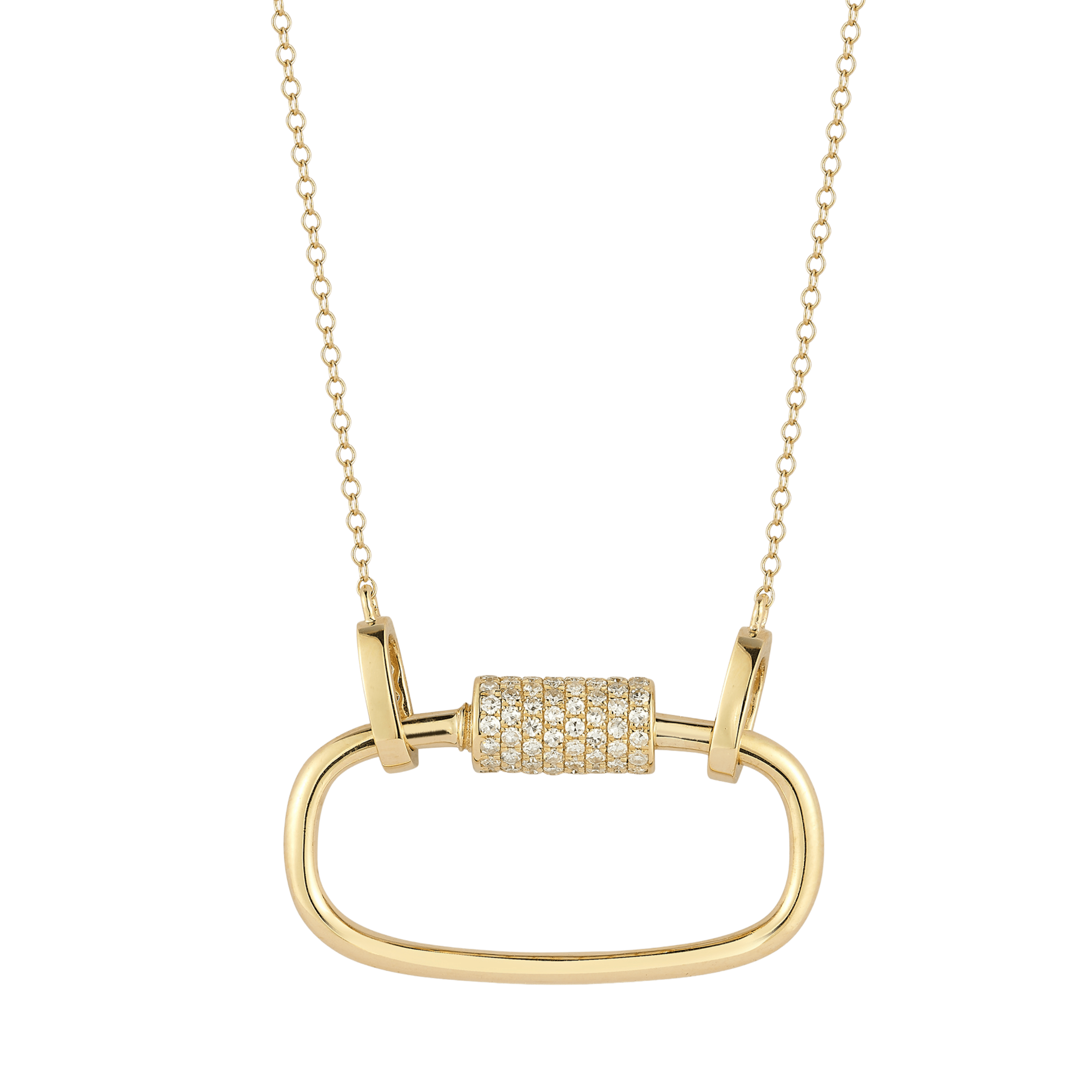 Gold Link Pendant Necklace with Diamond Accents