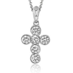 White Gold & Diamond Cross Pendant
