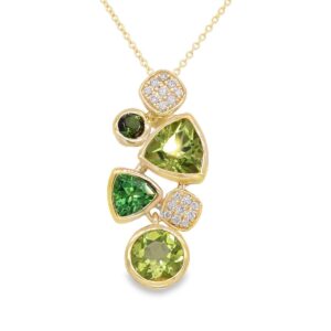 Green Garnet & Tourmaline Drop Pendant
